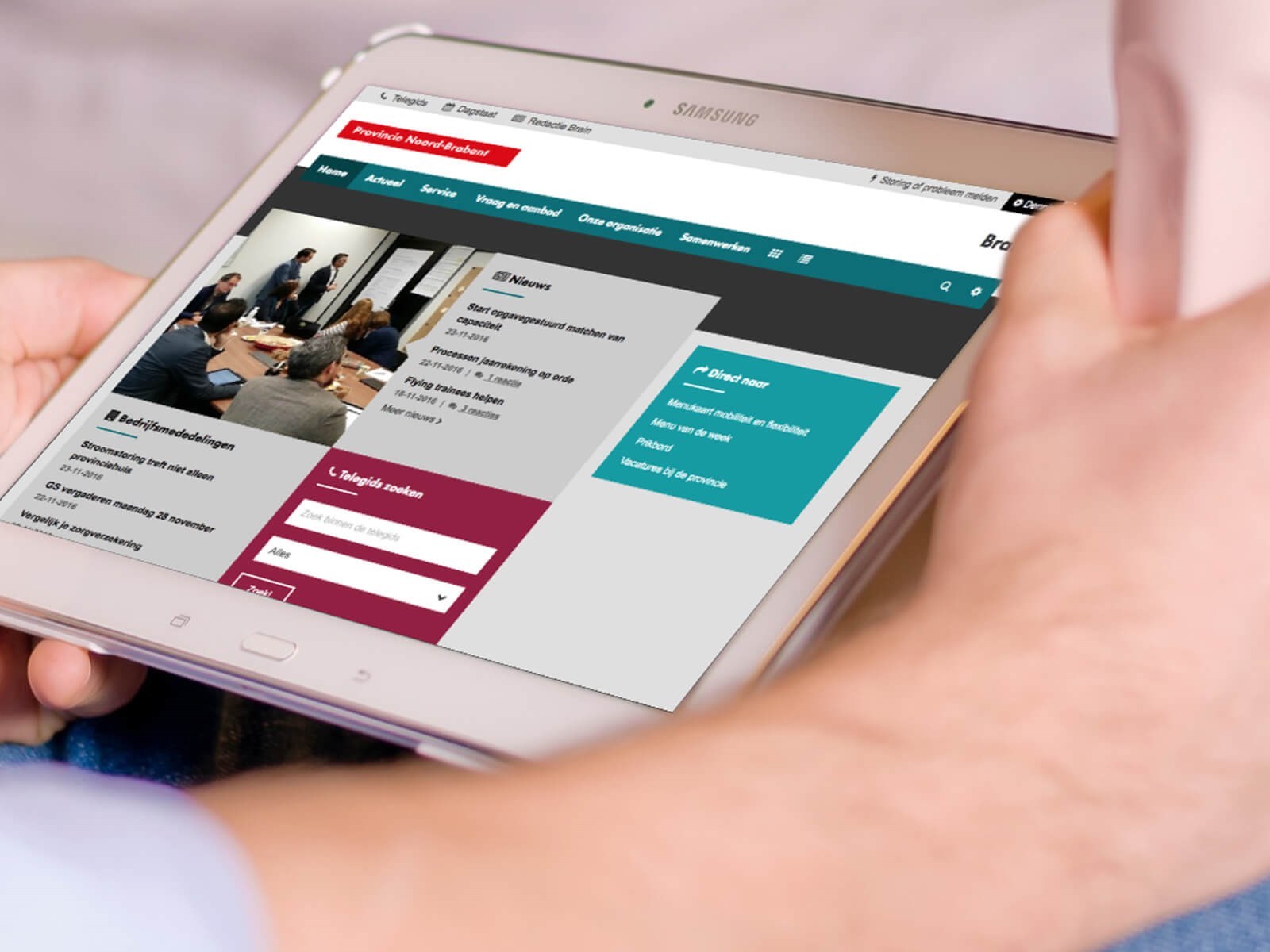 Province of Noord-Brabant example website on tablet