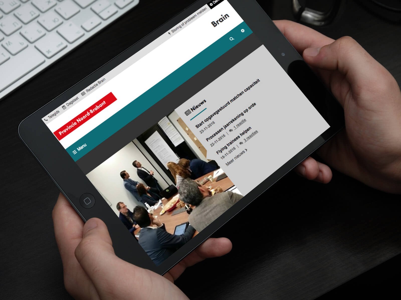 Province of Noord-Brabant example website on tablet 2