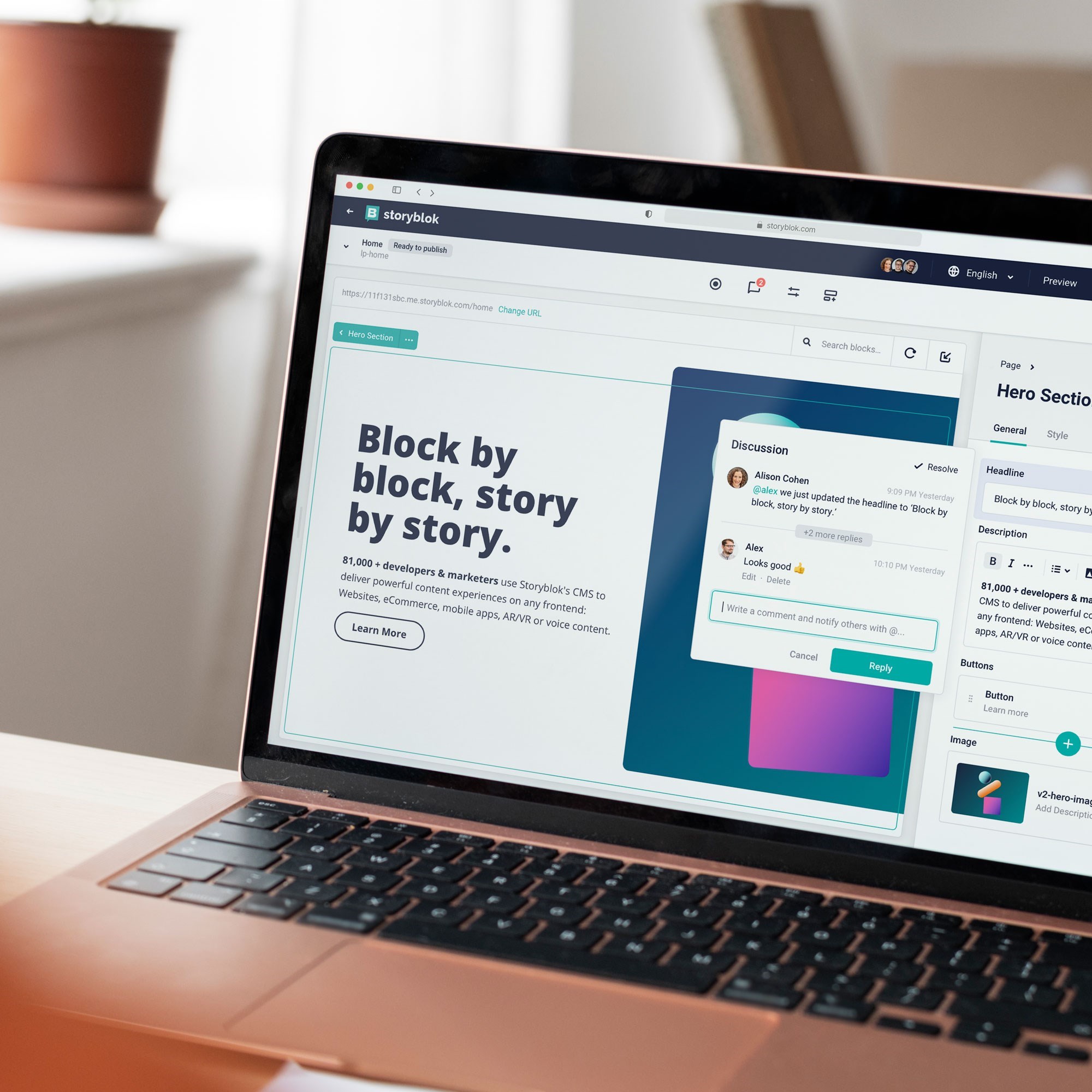 Card header visual editor Storyblok.