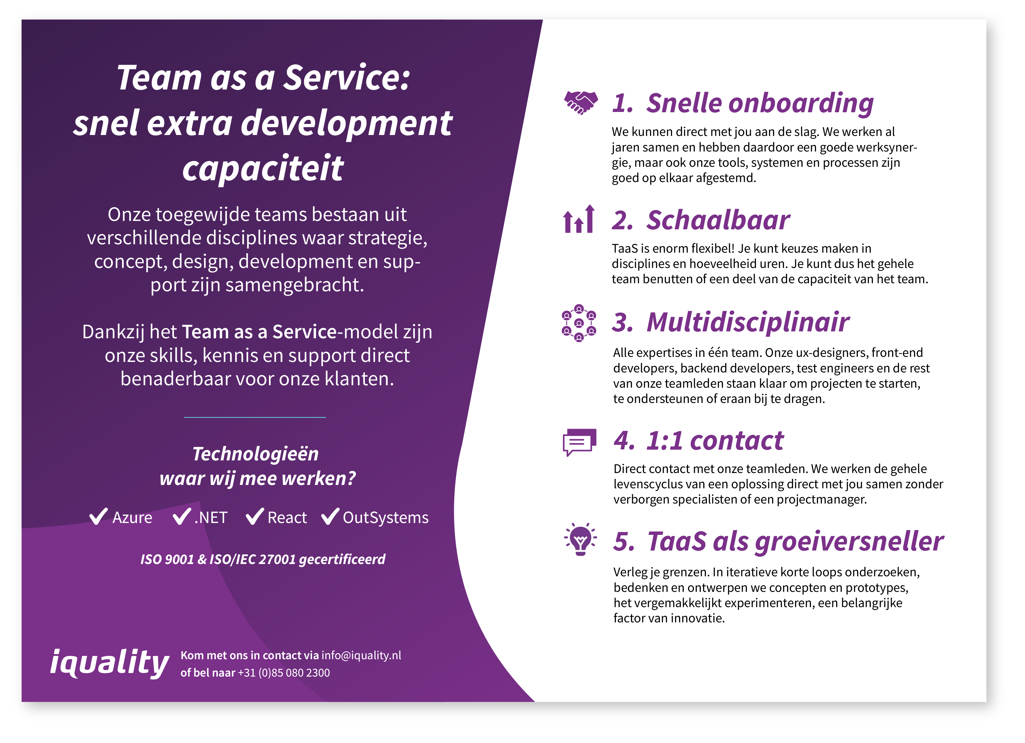 Iquality Team as a Service factsheet.